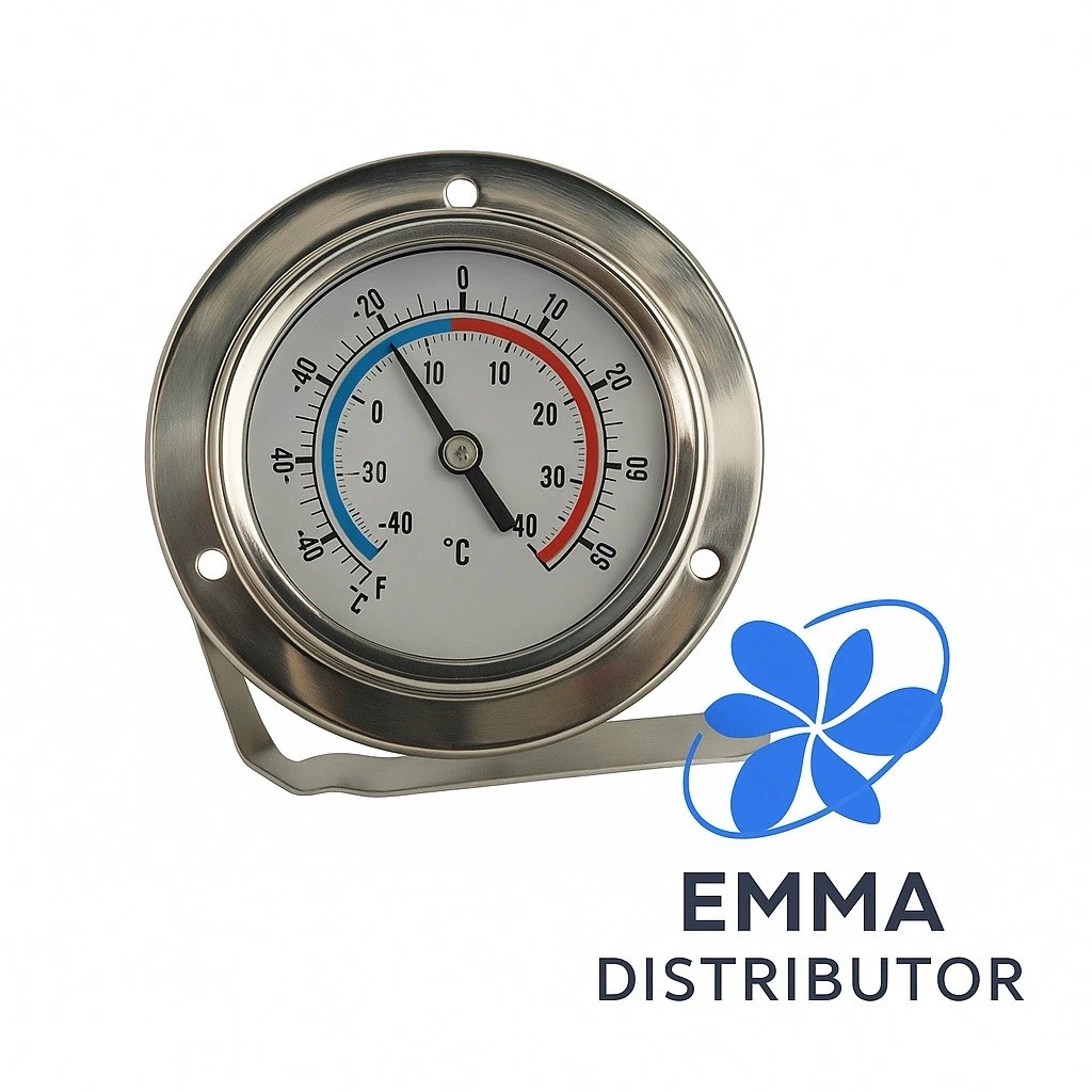 Vapor Capillary Flanged Panel Mount Refrigeration Thermometer, 48" Capillary