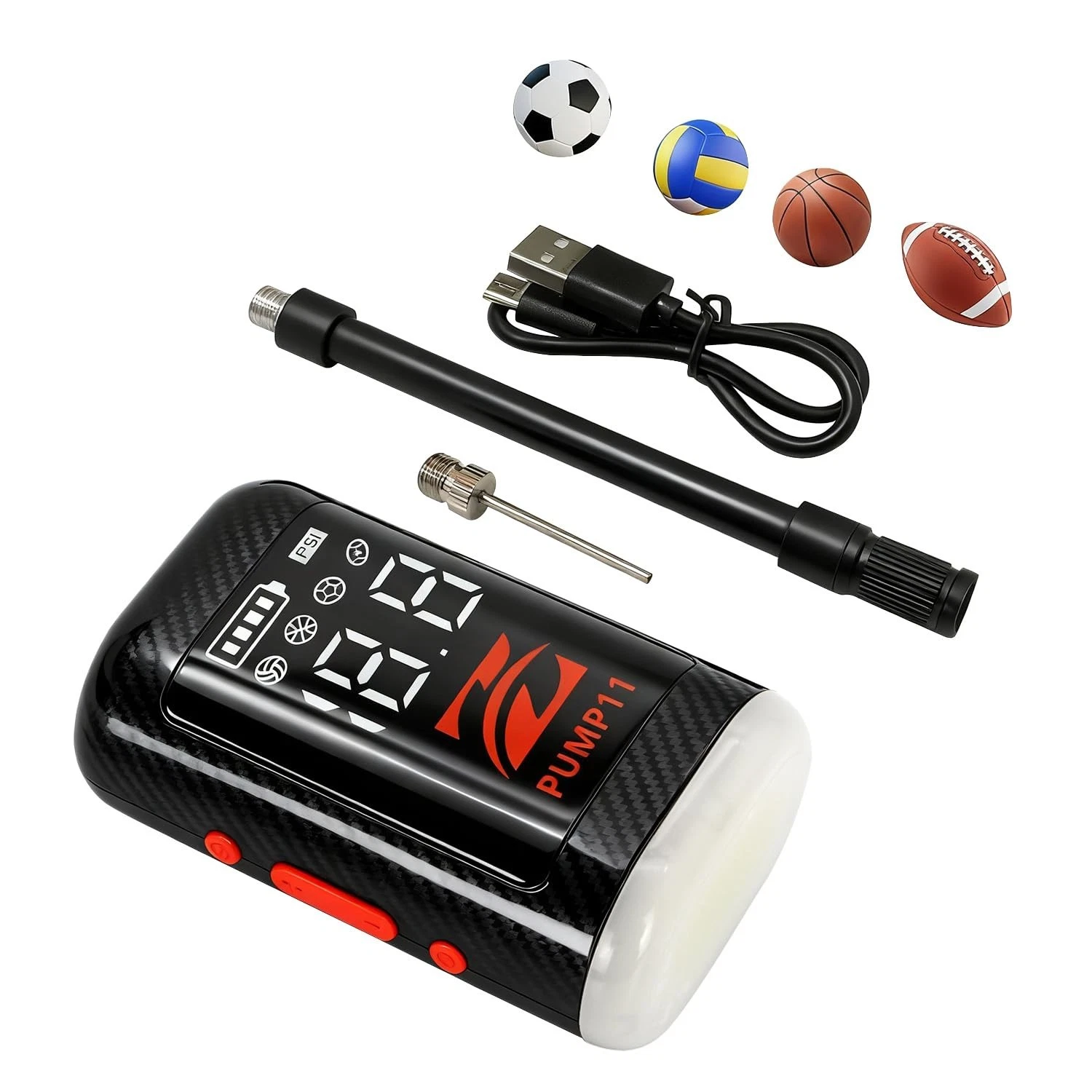 Z Electric Ball Pump, Portable LCD High Speed Air Pump 5L/M 1.0-20psi