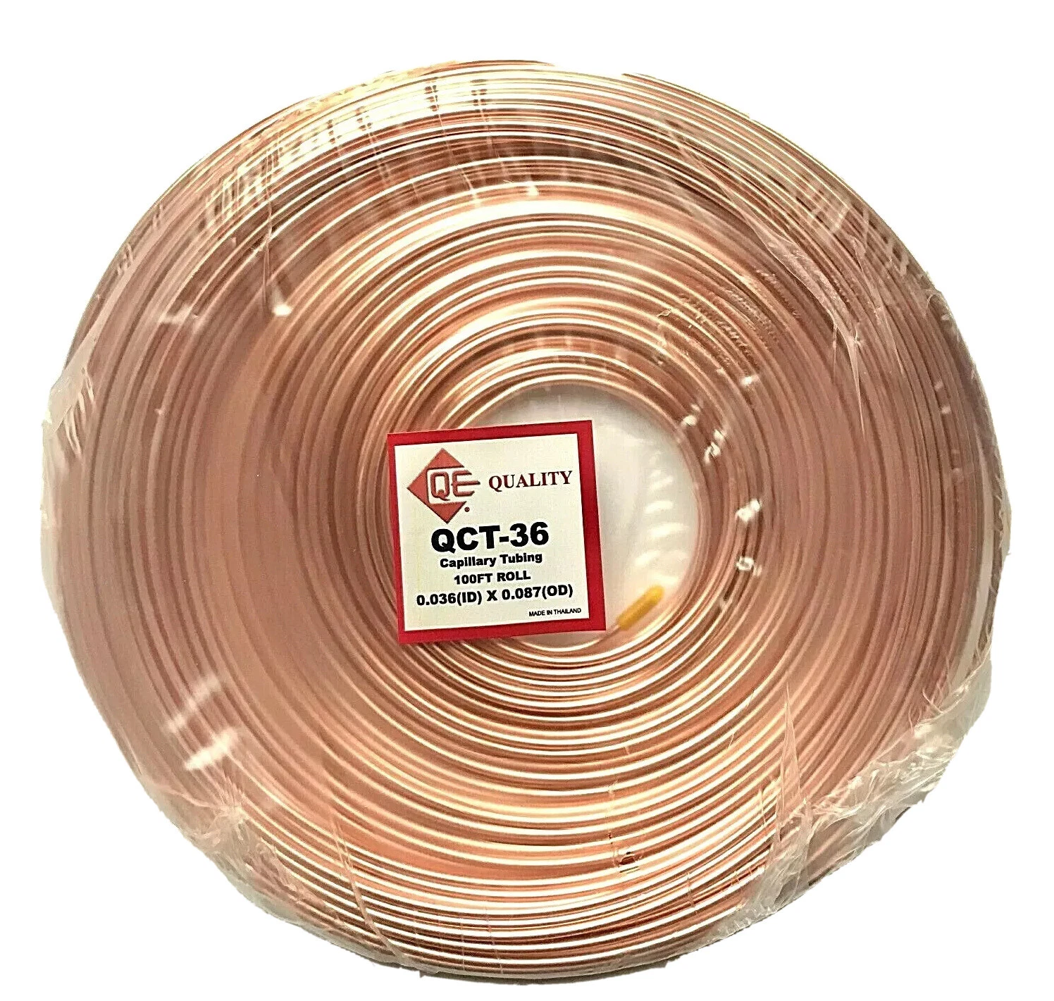 REFRIGERATION COPPER CAPILLARY TUBING 0.036" (ID) x 0.087" (OD) x 100 FT ROLL
