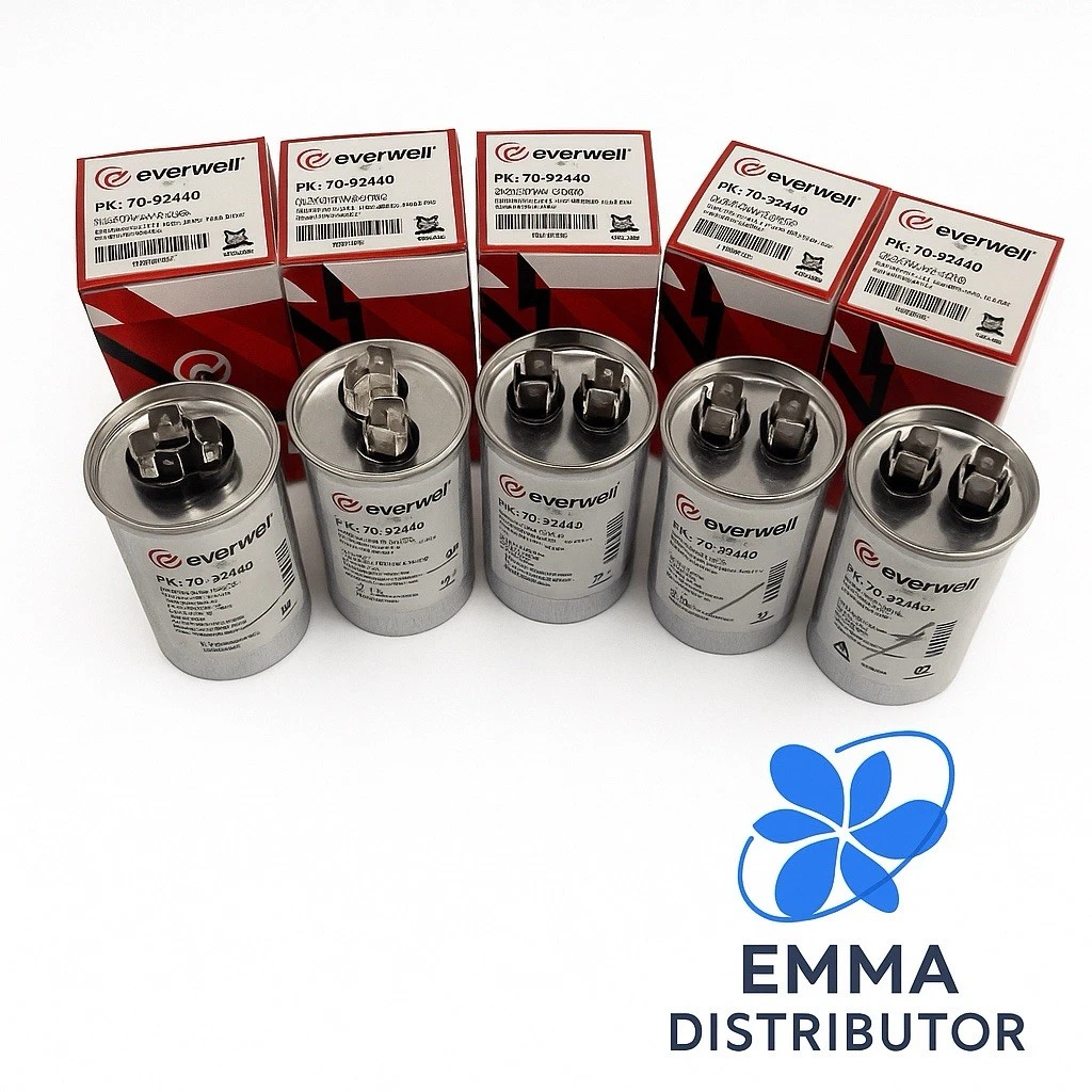 70+7.5uf x 440 VAC MULTI-PURPOSE RUN CAPACITOR, 50/60Hz ROUND TYPE 5 PCS.