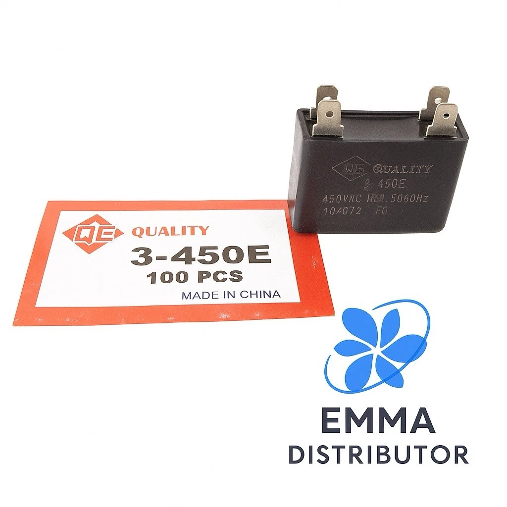 3uf 450V 3 mfd 50/60HZ HVAC Mini-Split Replacement Capacitor 4 Terminal