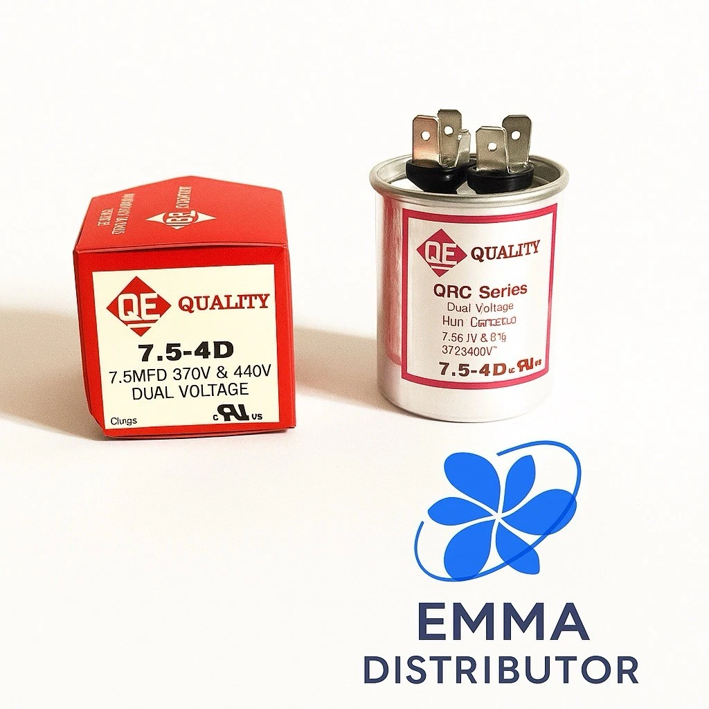 MOTOR RUN CAPACITOR DUAL 7.5 MFD 370-440 VAC 50/60HZ