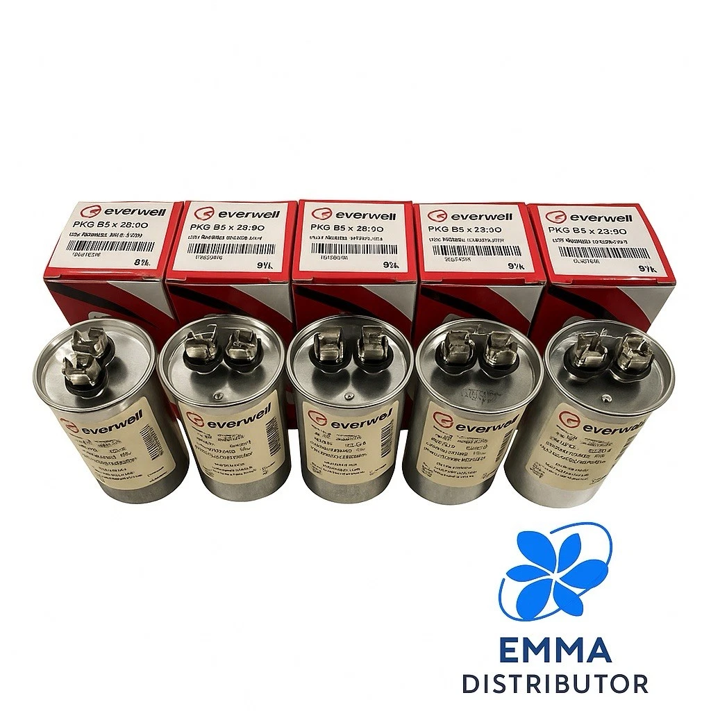80+7.5uf x 440 VAC MULTI-PURPOSE RUN CAPACITOR, 50/60Hz ROUND TYPE 5 PCS.